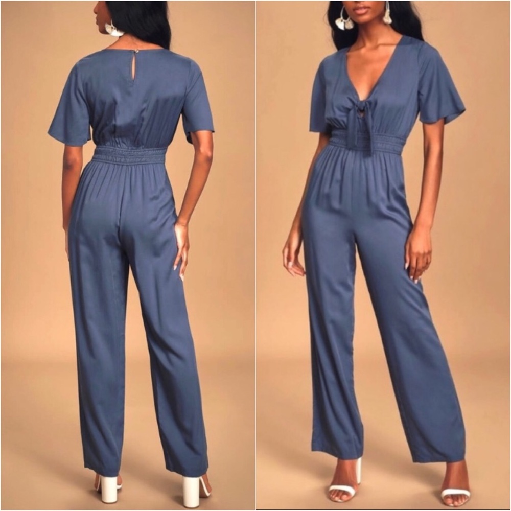 “Summer Stroll” Chic Casual Tie Front Jumpsuit